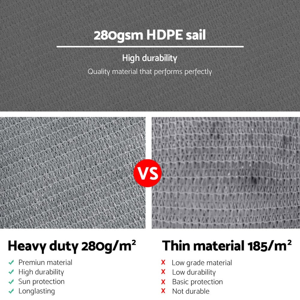 Instahut Home & Garden > Shading > Umbrellas & Sunshades Instahut Shade Sail 3x3x4.3m Triangle 280GSM 98% Grey Shade Cloth