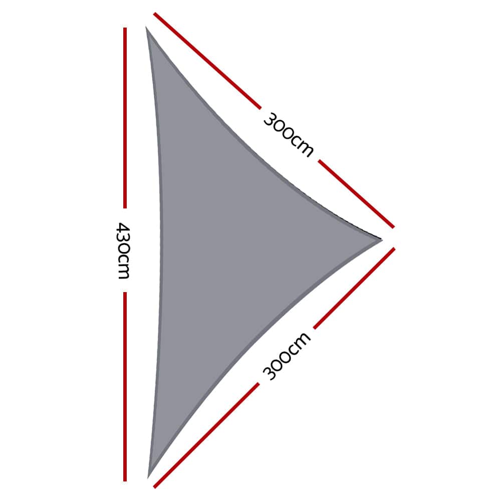 Instahut Home & Garden > Shading > Umbrellas & Sunshades Instahut Shade Sail 3x3x4.3m Triangle 280GSM 98% Grey Shade Cloth