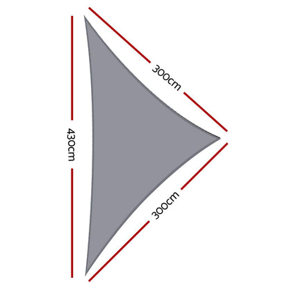 Instahut Home & Garden > Shading > Umbrellas & Sunshades Instahut Shade Sail 3x3x4.3m Triangle 280GSM 98% Grey Shade Cloth
