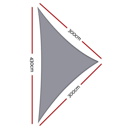 Instahut Home & Garden > Shading > Umbrellas & Sunshades Instahut Shade Sail 3x3x4.3m Triangle 280GSM 98% Grey Shade Cloth
