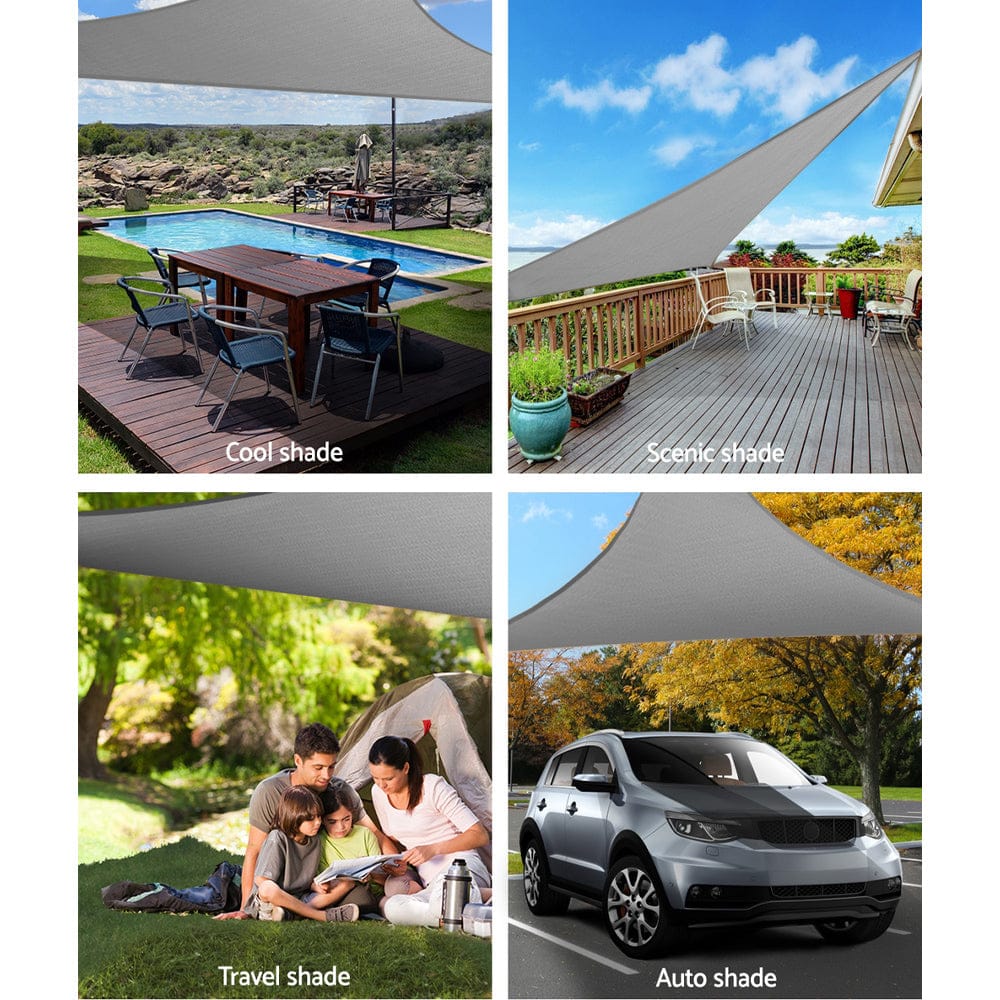 Instahut Home & Garden > Shading > Umbrellas & Sunshades Instahut Shade Sail 3x3x4.3m Triangle 280GSM 98% Grey Shade Cloth