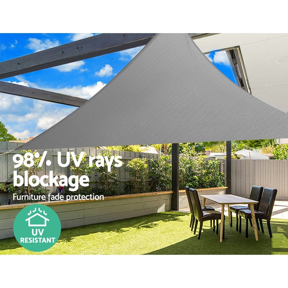 Instahut Home & Garden > Shading > Umbrellas & Sunshades Instahut Shade Sail 3x3x4.3m Triangle 280GSM 98% Grey Shade Cloth