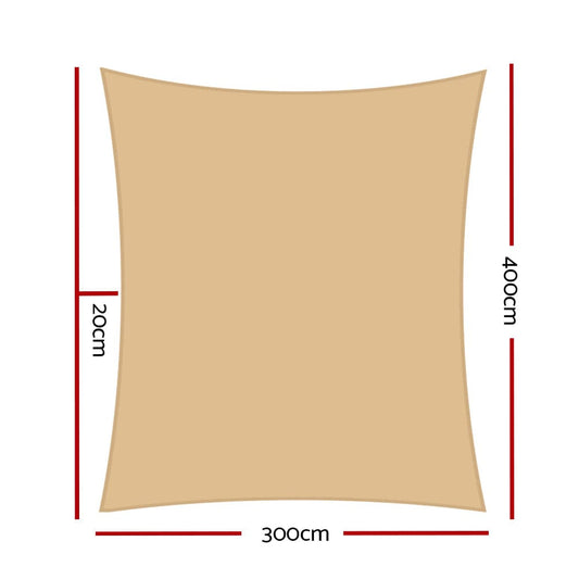 Instahut Home & Garden > Shading > Umbrellas & Sunshades Instahut Shade Sail 3x4m Rectangle 280GSM 98% Sand Shade Cloth
