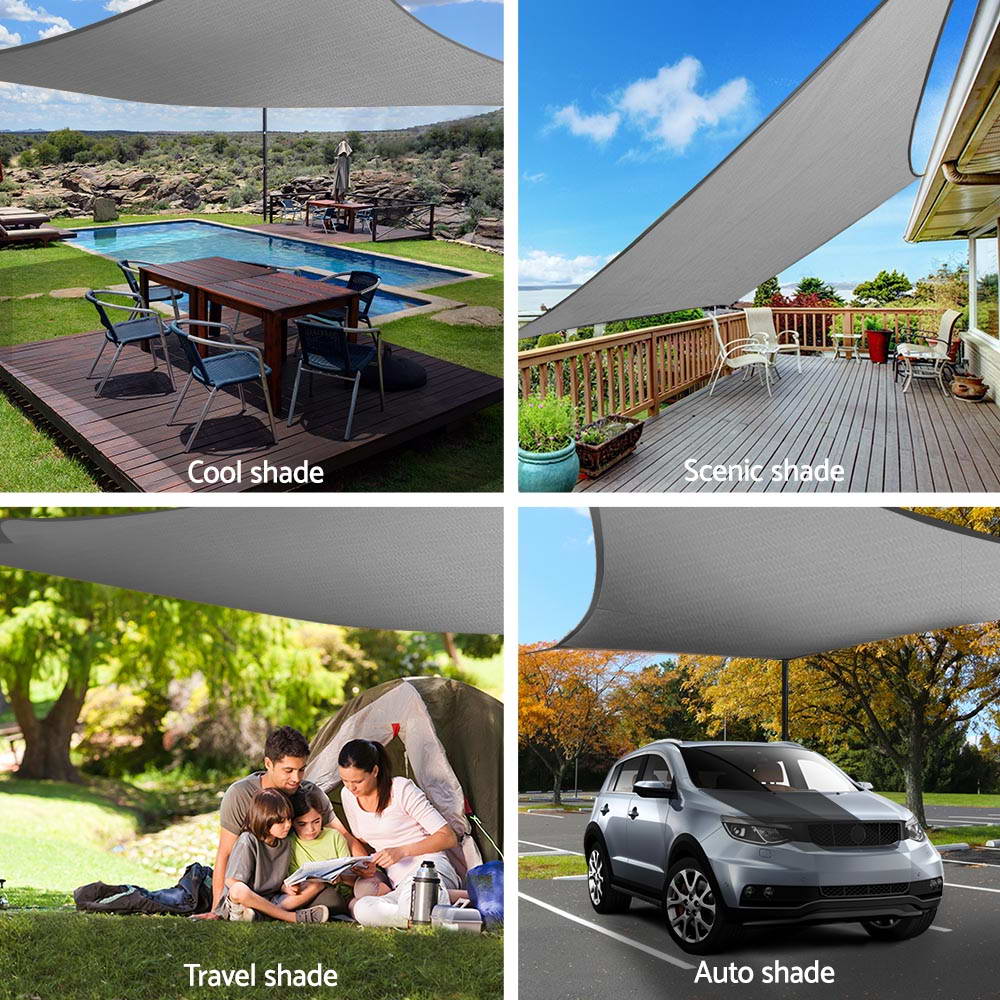 Instahut Home & Garden > Shading > Umbrellas & Sunshades Instahut Shade Sail 3x5m Rectangle 280GSM 98% Grey Shade Cloth
