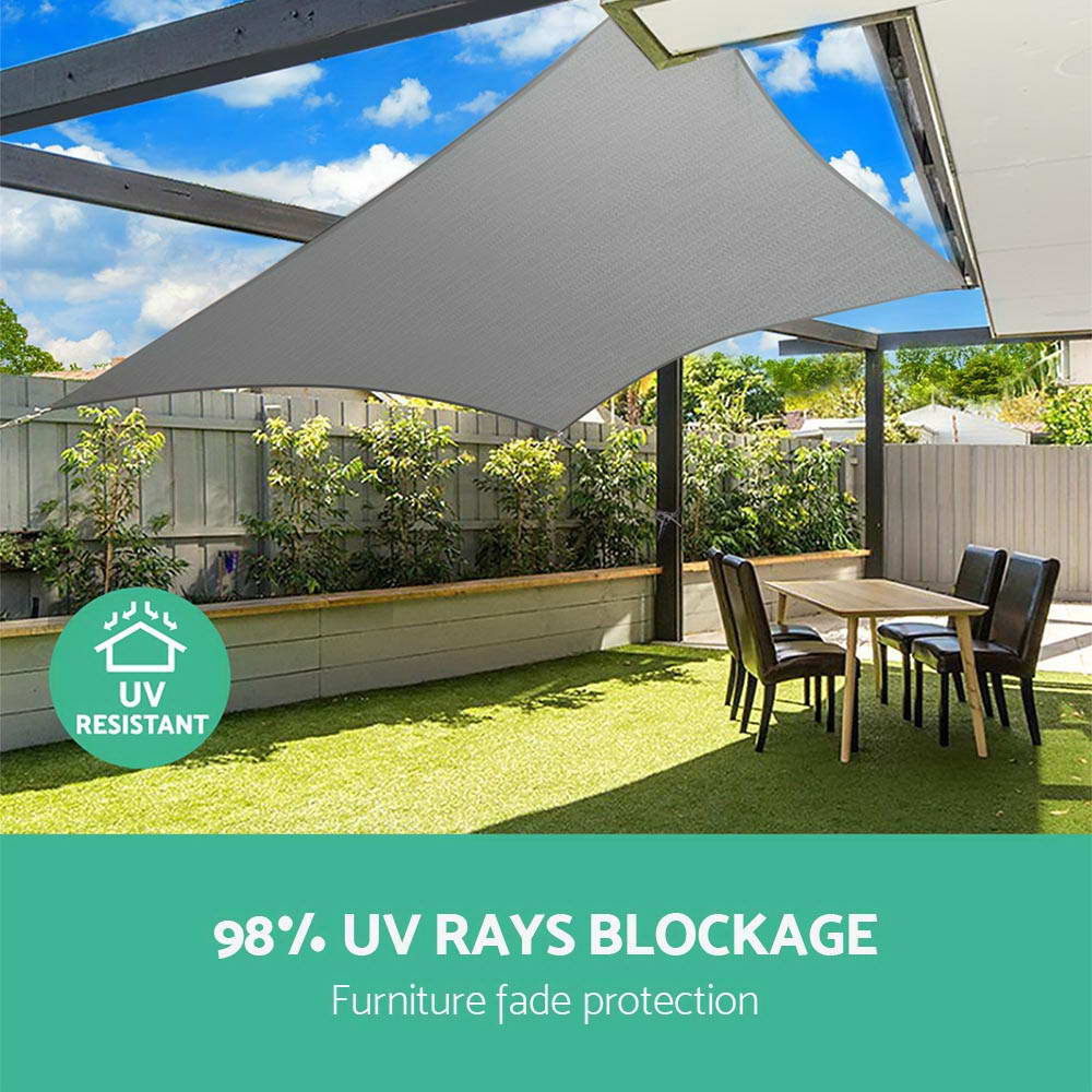 Instahut Home & Garden > Shading > Umbrellas & Sunshades Instahut Shade Sail 3x5m Rectangle 280GSM 98% Grey Shade Cloth