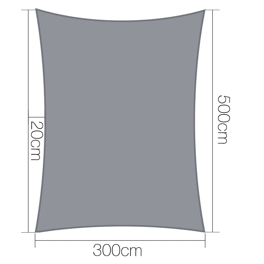 Instahut Home & Garden > Shading > Umbrellas & Sunshades Instahut Shade Sail 3x5m Rectangle 280GSM 98% Grey Shade Cloth
