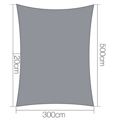 Instahut Home & Garden > Shading > Umbrellas & Sunshades Instahut Shade Sail 3x5m Rectangle 280GSM 98% Grey Shade Cloth