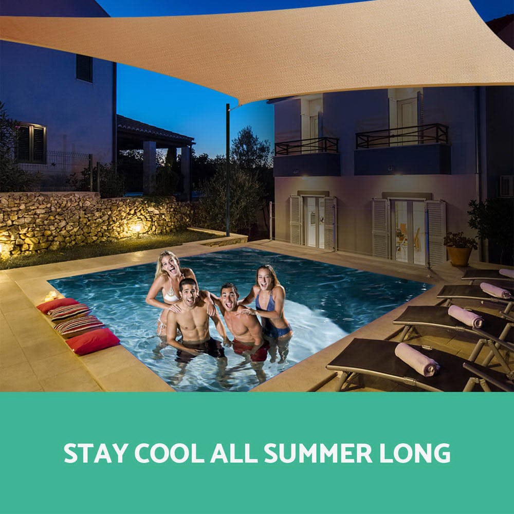 Instahut Home & Garden > Shading > Umbrellas & Sunshades Instahut Shade Sail 5x5x5m Triangle 185GSM 95% Sand Shade Cloth