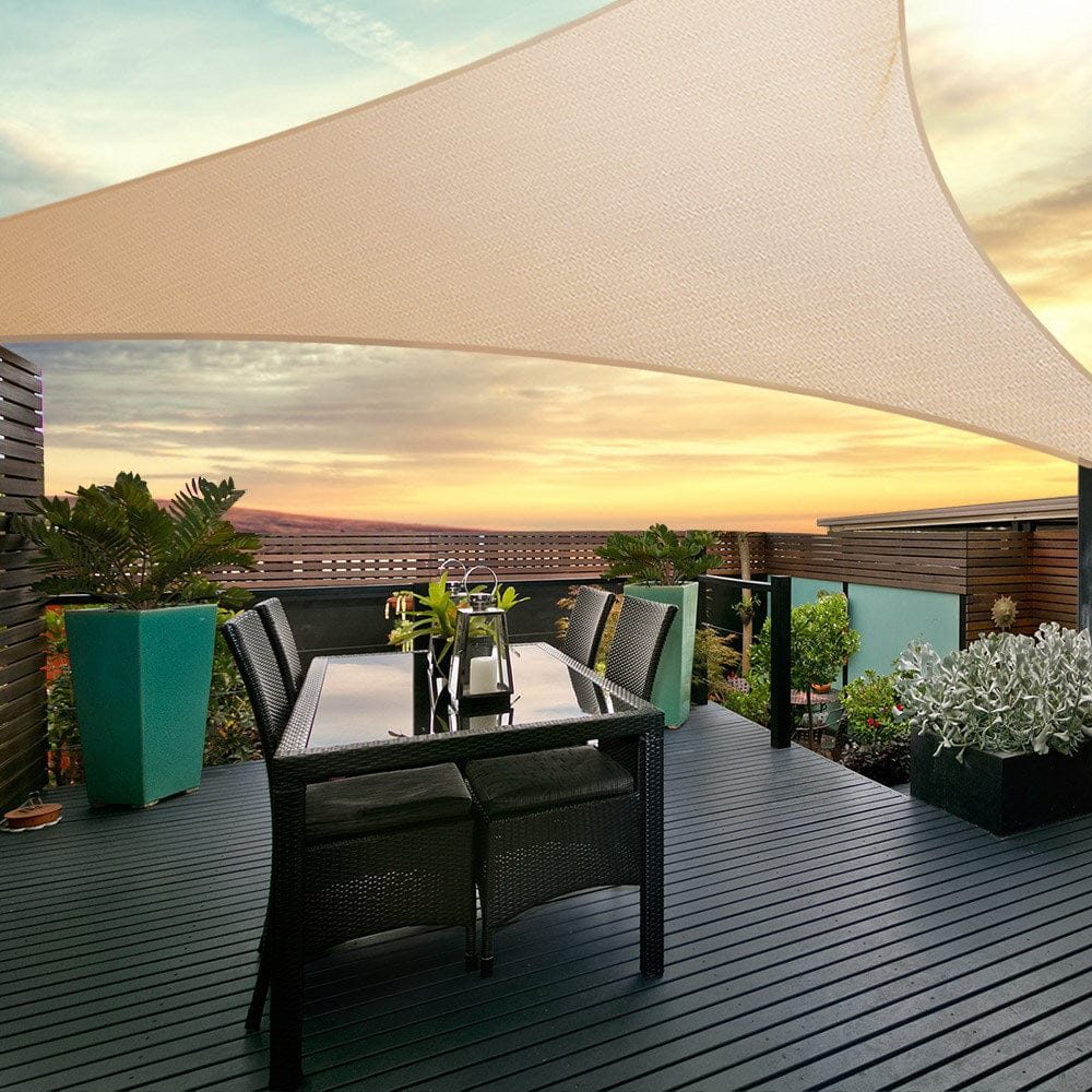 Instahut Home & Garden > Shading > Umbrellas & Sunshades Instahut Shade Sail 5x5x5m Triangle 185GSM 95% Sand Shade Cloth