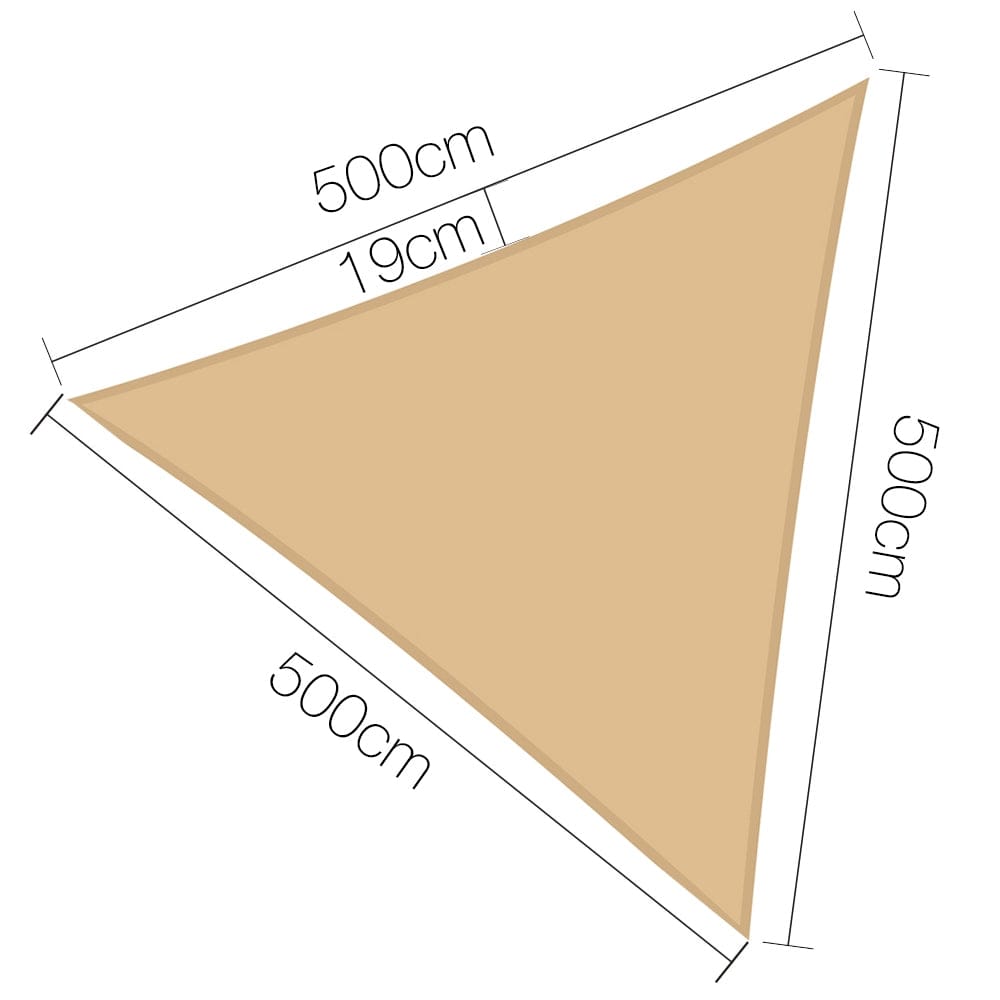 Instahut Home & Garden > Shading > Umbrellas & Sunshades Instahut Shade Sail 5x5x5m Triangle 185GSM 95% Sand Shade Cloth