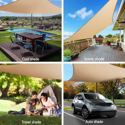 Instahut Home & Garden > Shading > Umbrellas & Sunshades Instahut Shade Sail 5x5x5m Triangle 185GSM 95% Sand Shade Cloth