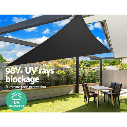 Instahut Home & Garden > Shading > Umbrellas & Sunshades Instahut Shade Sail 5x5x5m Triangle 280GSM 98% Black Shade Cloth