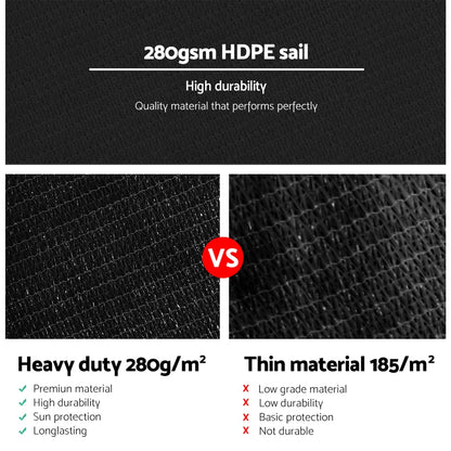 Instahut Home & Garden > Shading > Umbrellas & Sunshades Instahut Shade Sail 5x5x5m Triangle 280GSM 98% Black Shade Cloth