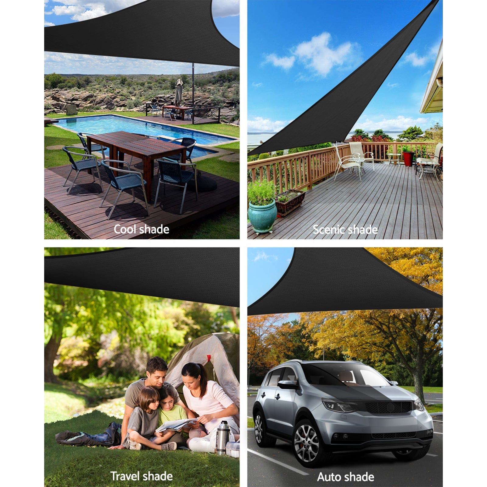 Instahut Home & Garden > Shading > Umbrellas & Sunshades Instahut Shade Sail 5x5x5m Triangle 280GSM 98% Black Shade Cloth