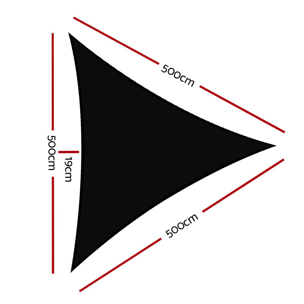 Instahut Home & Garden > Shading > Umbrellas & Sunshades Instahut Shade Sail 5x5x5m Triangle 280GSM 98% Black Shade Cloth