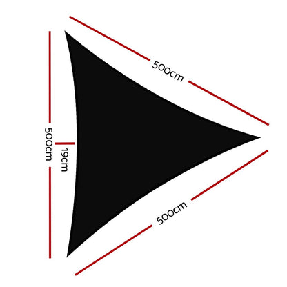 Instahut Home & Garden > Shading > Umbrellas & Sunshades Instahut Shade Sail 5x5x5m Triangle 280GSM 98% Black Shade Cloth