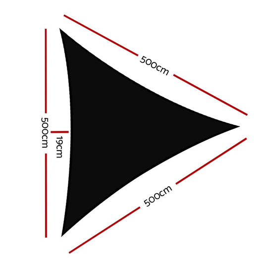 Instahut Home & Garden > Shading > Umbrellas & Sunshades Instahut Shade Sail 5x5x5m Triangle 280GSM 98% Black Shade Cloth