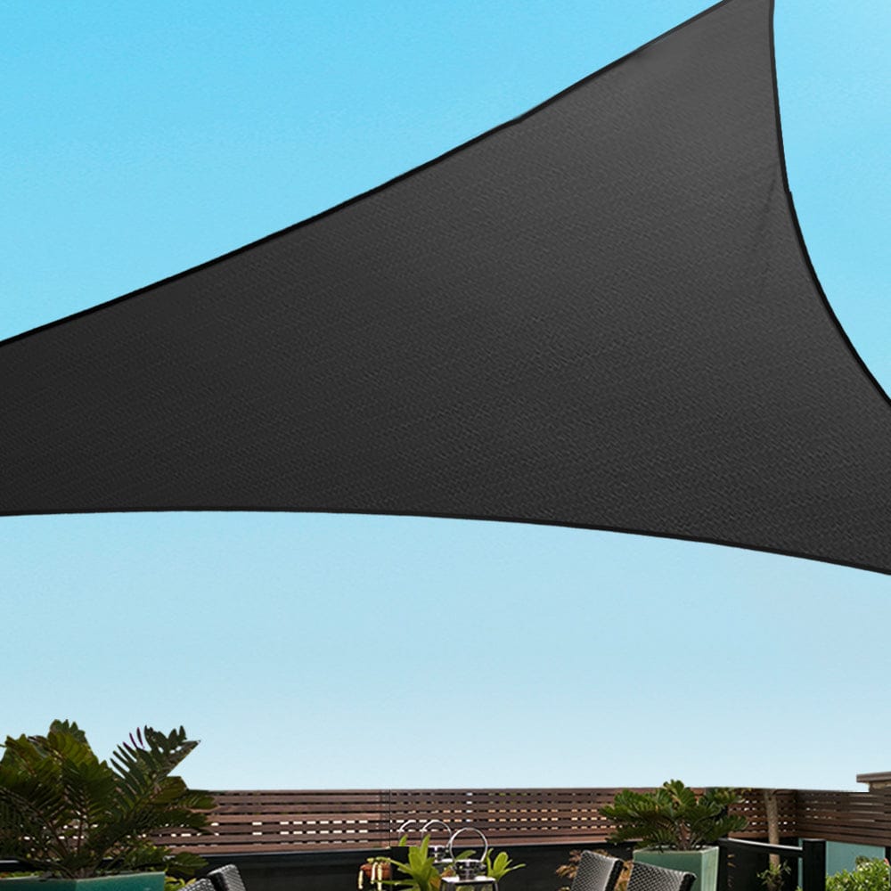Instahut Home & Garden > Shading > Umbrellas & Sunshades Instahut Shade Sail 5x5x5m Triangle 280GSM 98% Black Shade Cloth