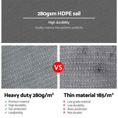Instahut Home & Garden > Shading > Umbrellas & Sunshades Instahut Shade Sail 5x5x5m Triangle 280GSM 98% Grey Shade Cloth