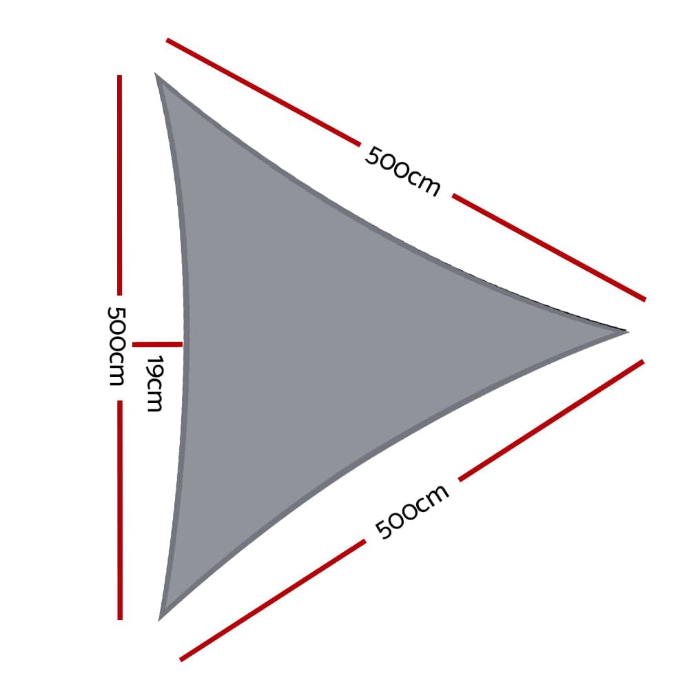 Instahut Home & Garden > Shading > Umbrellas & Sunshades Instahut Shade Sail 5x5x5m Triangle 280GSM 98% Grey Shade Cloth