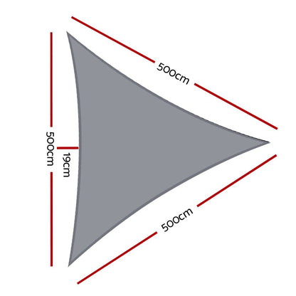 Instahut Home & Garden > Shading > Umbrellas & Sunshades Instahut Shade Sail 5x5x5m Triangle 280GSM 98% Grey Shade Cloth