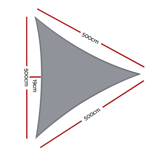 Instahut Home & Garden > Shading > Umbrellas & Sunshades Instahut Shade Sail 5x5x5m Triangle 280GSM 98% Grey Shade Cloth