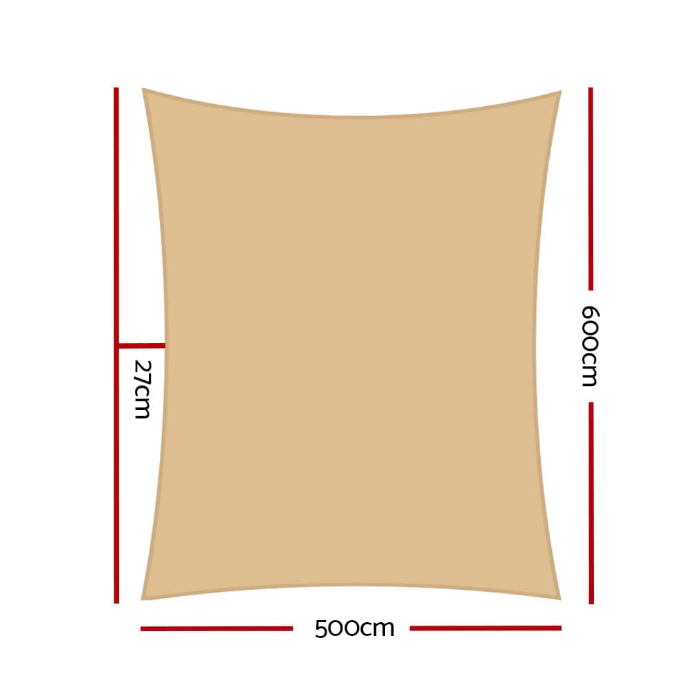 Instahut Home & Garden > Shading > Umbrellas & Sunshades Instahut Shade Sail 5x6m Rectangle 185GSM 95% Sand Shade Cloth