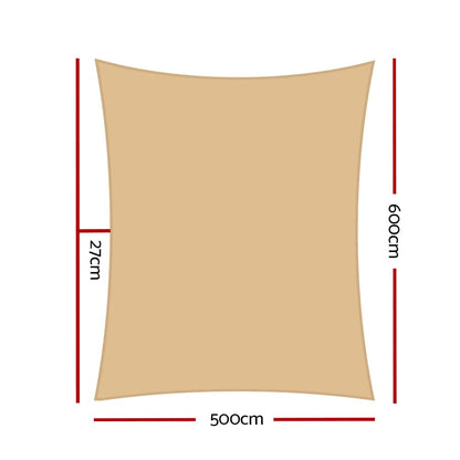 Instahut Home & Garden > Shading > Umbrellas & Sunshades Instahut Shade Sail 5x6m Rectangle 185GSM 95% Sand Shade Cloth