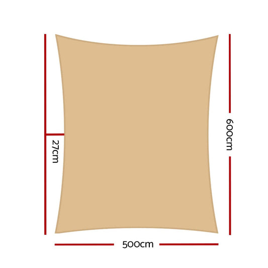Instahut Home & Garden > Shading > Umbrellas & Sunshades Instahut Shade Sail 5x6m Rectangle 185GSM 95% Sand Shade Cloth