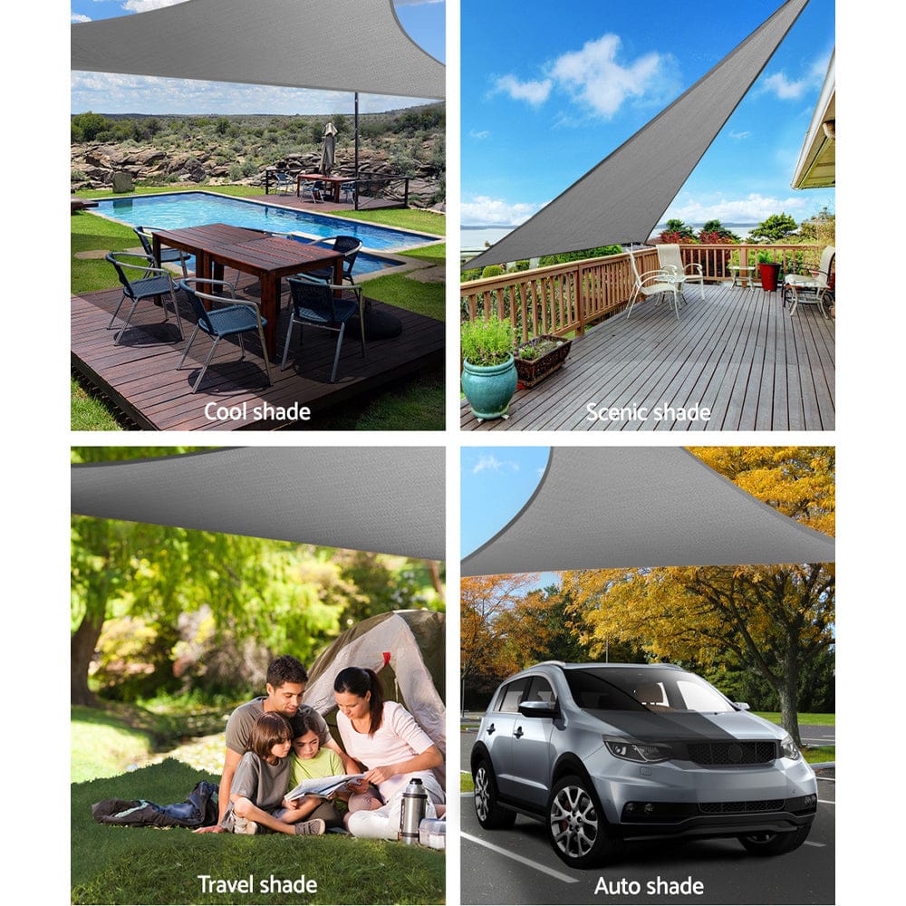 Instahut Home & Garden > Shading > Umbrellas & Sunshades Instahut Shade Sail 6x6x6m Triangle 280GSM 98% Grey Shade Cloth
