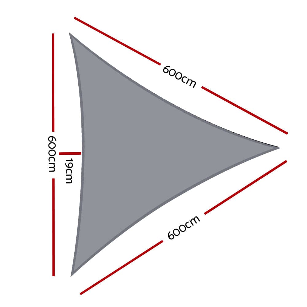 Instahut Home & Garden > Shading > Umbrellas & Sunshades Instahut Shade Sail 6x6x6m Triangle 280GSM 98% Grey Shade Cloth