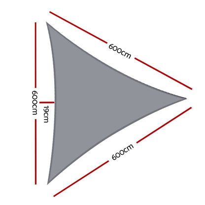 Instahut Home & Garden > Shading > Umbrellas & Sunshades Instahut Shade Sail 6x6x6m Triangle 280GSM 98% Grey Shade Cloth