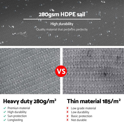 Instahut Home & Garden > Shading > Umbrellas & Sunshades Instahut Shade Sail 6x6x6m Triangle 280GSM 98% Grey Shade Cloth