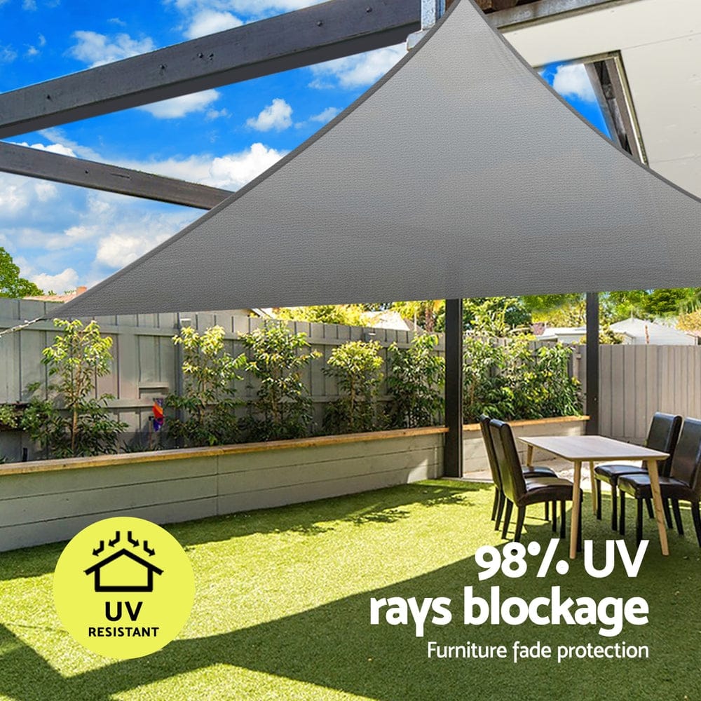 Instahut Home & Garden > Shading > Umbrellas & Sunshades Instahut Shade Sail Cloth Shadecloth Canopy Triangle 280gsm 5x5x7.1m