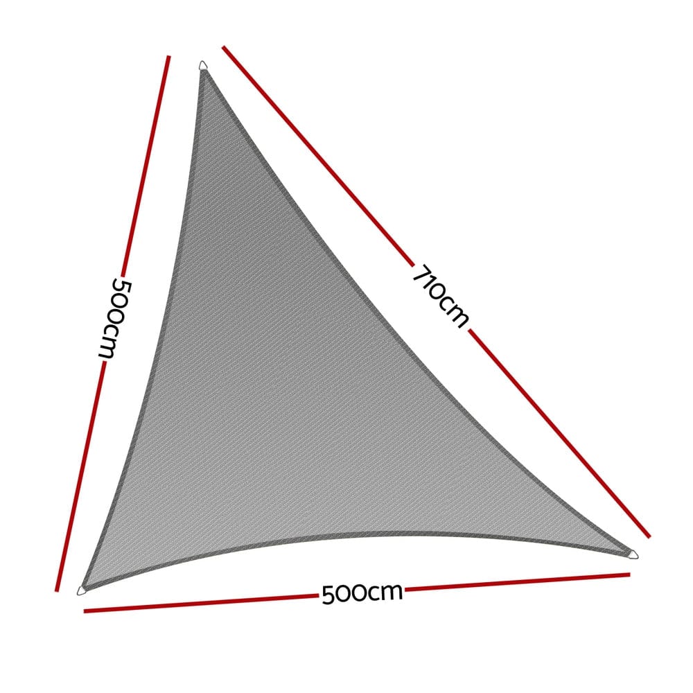 Instahut Home & Garden > Shading > Umbrellas & Sunshades Instahut Shade Sail Cloth Shadecloth Canopy Triangle 280gsm 5x5x7.1m