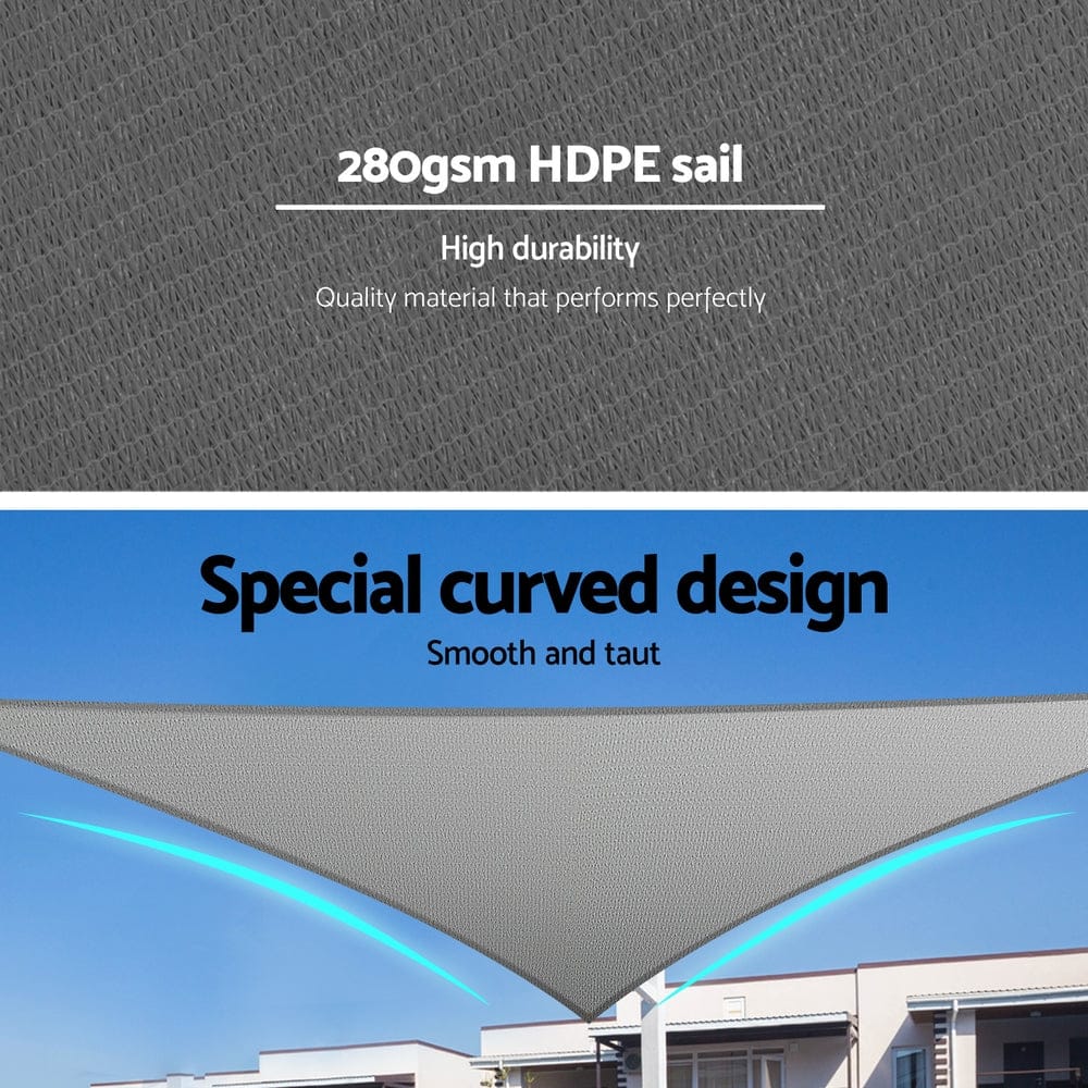 Instahut Home & Garden > Shading > Umbrellas & Sunshades Instahut Shade Sail Cloth Shadecloth Canopy Triangle 280gsm 5x5x7.1m