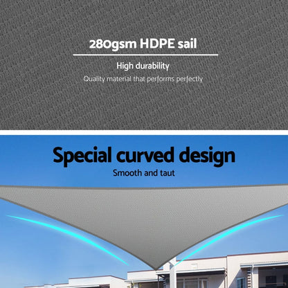 Instahut Home & Garden > Shading > Umbrellas & Sunshades Instahut Shade Sail Cloth Shadecloth Canopy Triangle 280gsm 5x5x7.1m