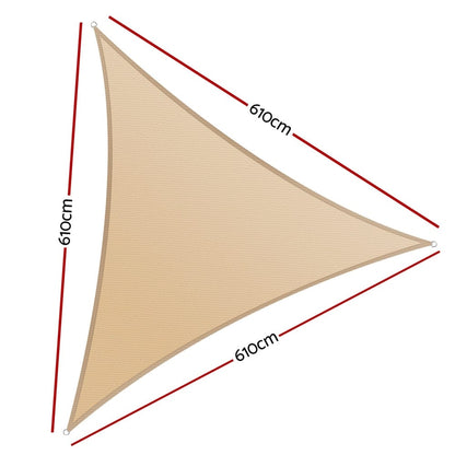 Instahut Home & Garden > Shading > Umbrellas & Sunshades Instahut Shade Sail Cloth Shadecloth Triangle Sun Canopy 6.1x6.1x6.1M