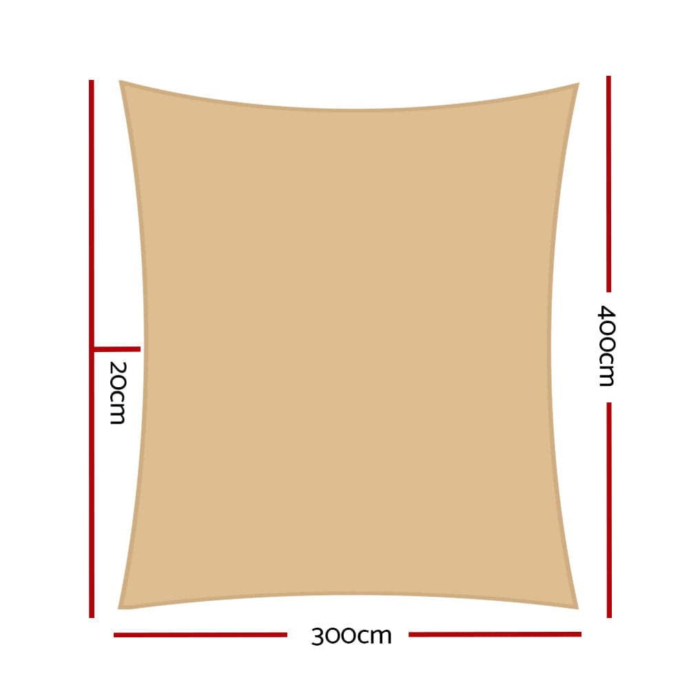 Instahut Home & Garden > Shading > Umbrellas & Sunshades Instahut Waterproof Shade Sail 3x4m Rectangle Sand 95% Shade Cloth