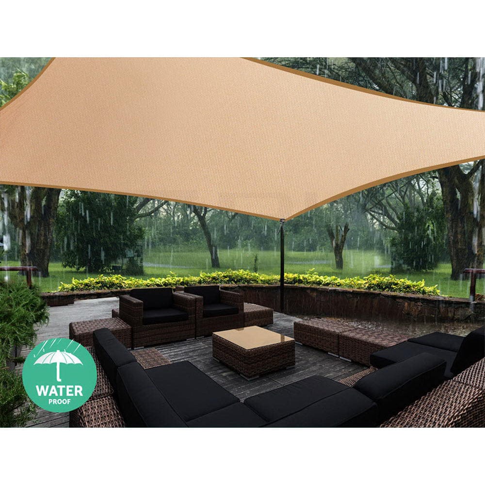 Instahut Home & Garden > Shading > Umbrellas & Sunshades Instahut Waterproof Shade Sail 3x5m Rectangle Sand 95% Shade Cloth