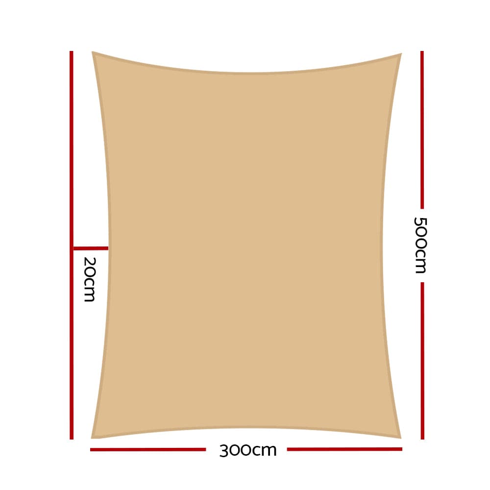 Instahut Home & Garden > Shading > Umbrellas & Sunshades Instahut Waterproof Shade Sail 3x5m Rectangle Sand 95% Shade Cloth
