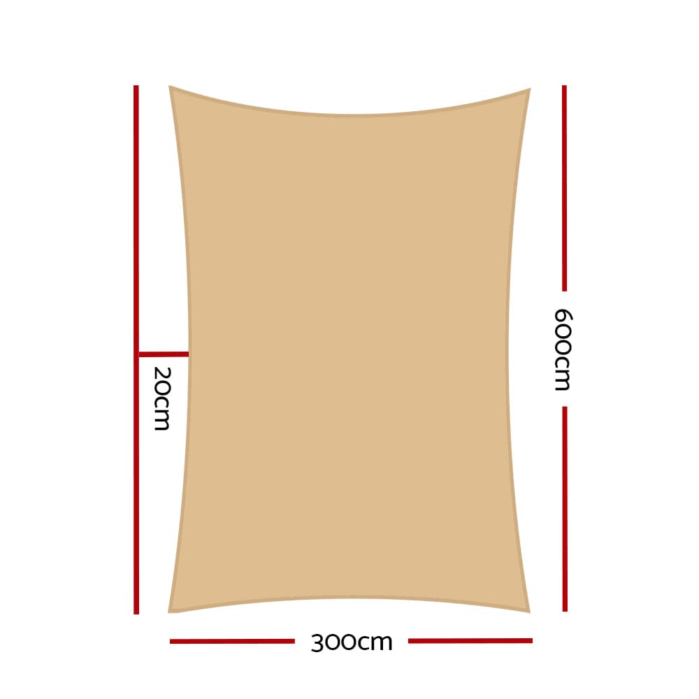 Instahut Home & Garden > Shading > Umbrellas & Sunshades Instahut Waterproof Shade Sail 3x6m Rectangle Sand 95% Shade Cloth