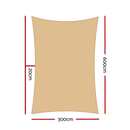 Instahut Home & Garden > Shading > Umbrellas & Sunshades Instahut Waterproof Shade Sail 3x6m Rectangle Sand 95% Shade Cloth