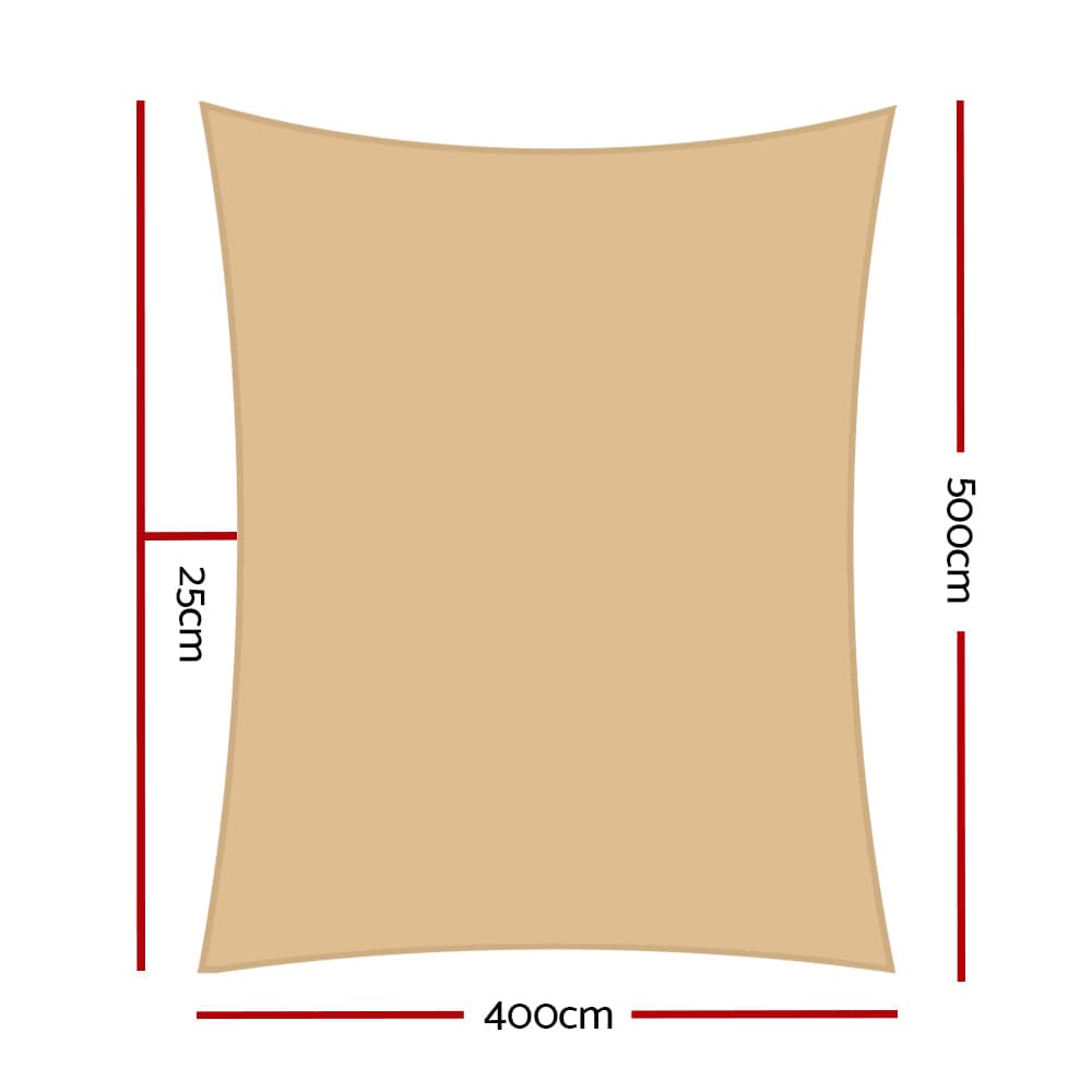 Instahut Home & Garden > Shading > Umbrellas & Sunshades Instahut Waterproof Shade Sail 4x5m Rectangle Sand 95% Shade Cloth