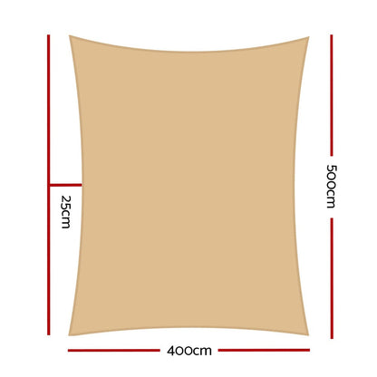 Instahut Home & Garden > Shading > Umbrellas & Sunshades Instahut Waterproof Shade Sail 4x5m Rectangle Sand 95% Shade Cloth