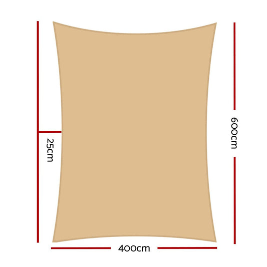 Instahut Home & Garden > Shading > Umbrellas & Sunshades Instahut Waterproof Shade Sail 4x6m Rectangle Sand 95% Shade Cloth