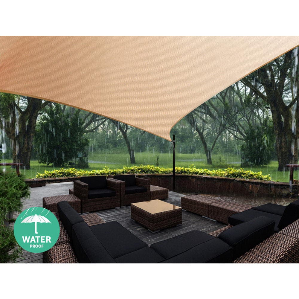Instahut Home & Garden > Shading > Umbrellas & Sunshades Instahut Waterproof Shade Sail 5x5x5m Rectangle Sand 95% Shade Cloth