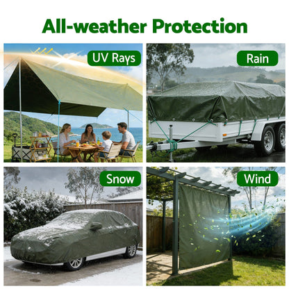 Instahut Outdoor Recreation > Camping > Caravan Accessories Instahut 2x3m Tarp Tarpaulin 600GSM Camping Canvas Heavy Duty Water Resistant