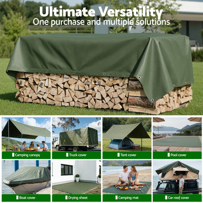 Instahut Outdoor Recreation > Camping > Caravan Accessories Instahut 2x3m Tarp Tarpaulin 600GSM Camping Canvas Heavy Duty Water Resistant