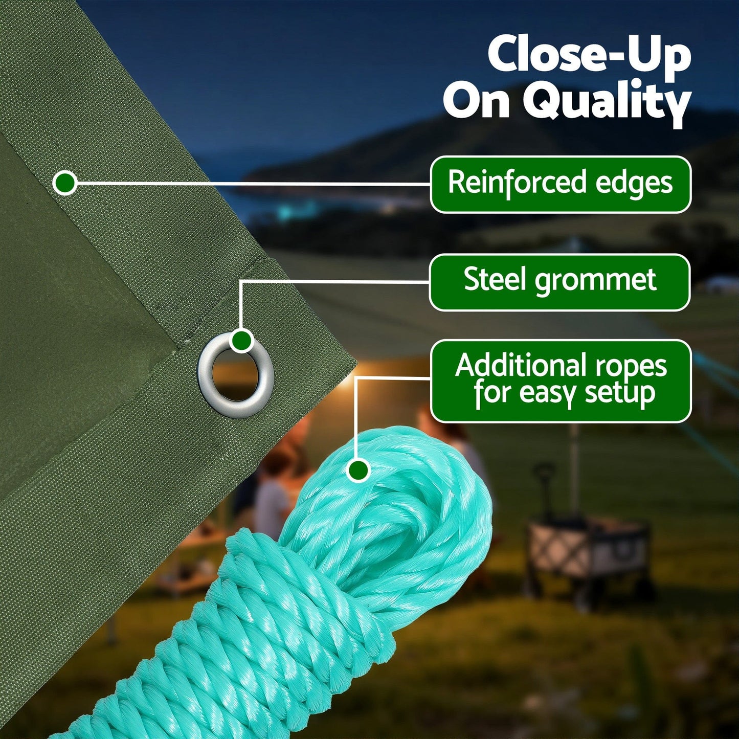 Instahut Outdoor Recreation > Camping > Caravan Accessories Instahut 2x3m Tarp Tarpaulin 600GSM Camping Canvas Heavy Duty Water Resistant